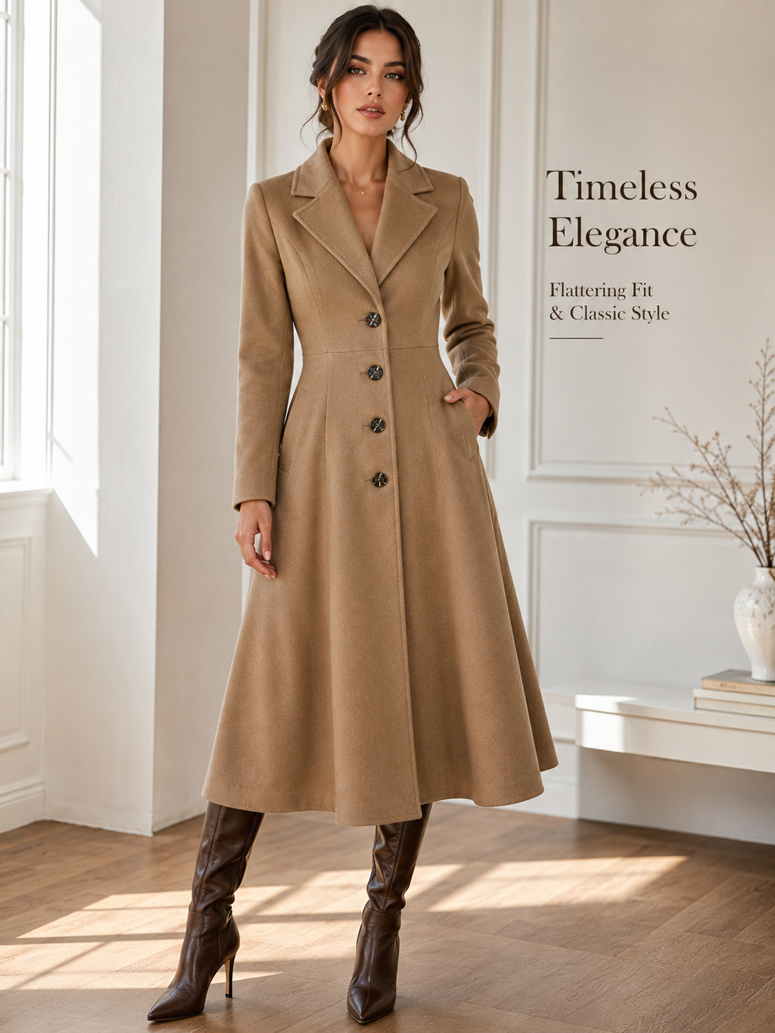 Double-Breasted A-Line Trench Coat