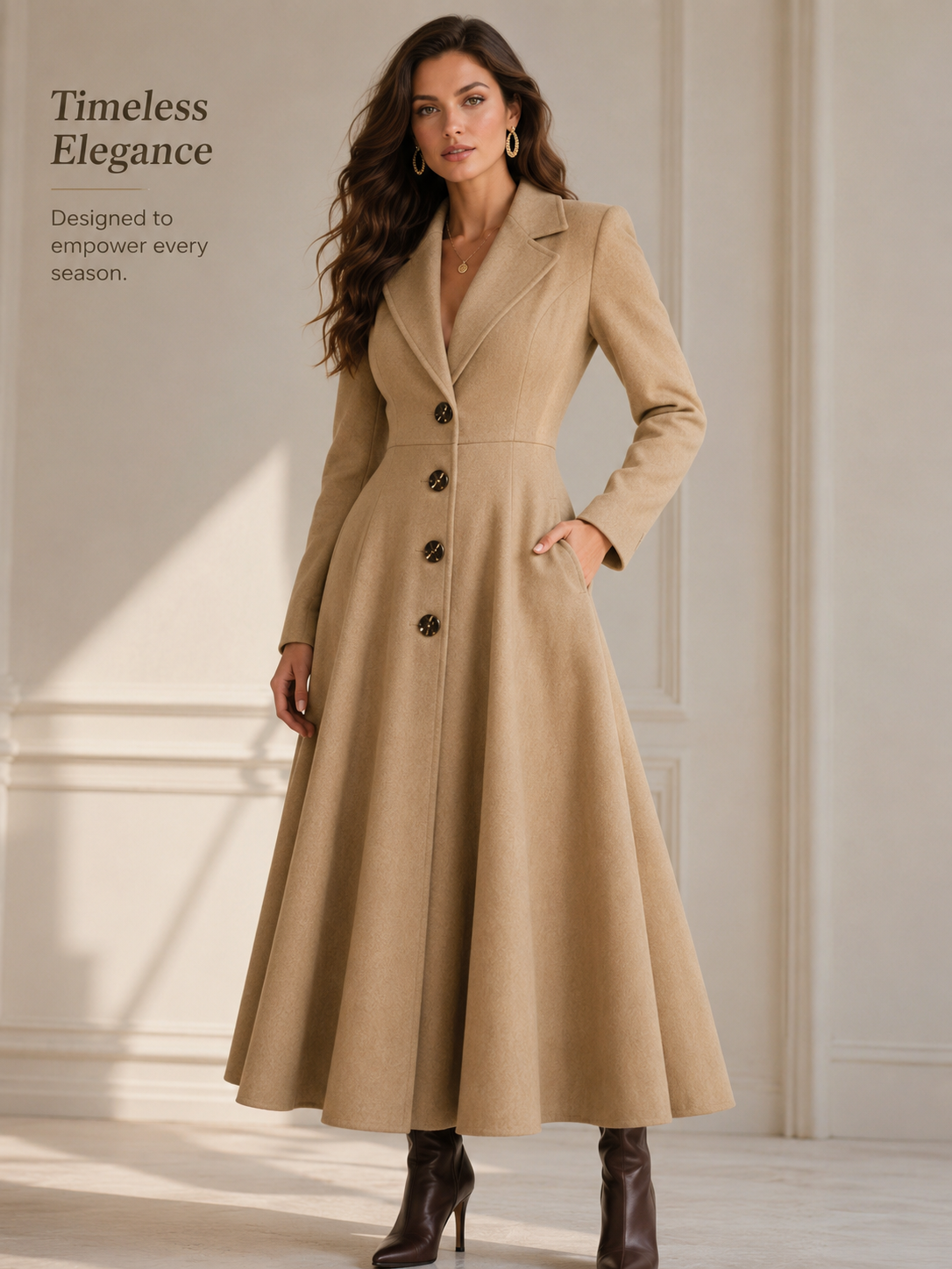 Double-Breasted A-Line Trench Coat