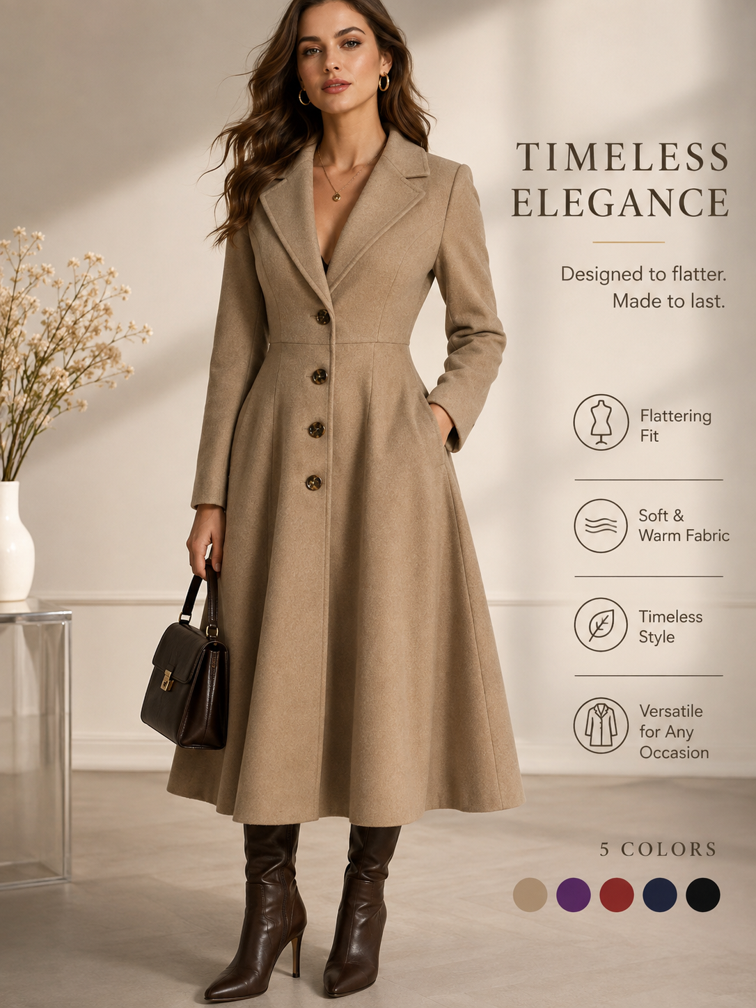 Double-Breasted A-Line Trench Coat