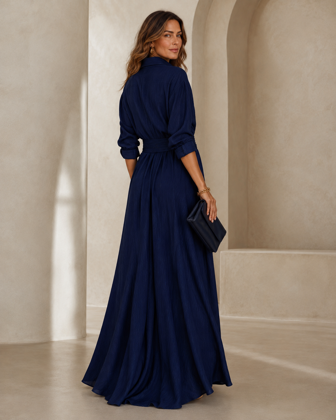 Draped Shirt Maxi Dress
