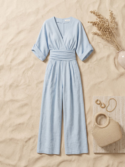 Wide-Leg Wrap Jumpsuit
