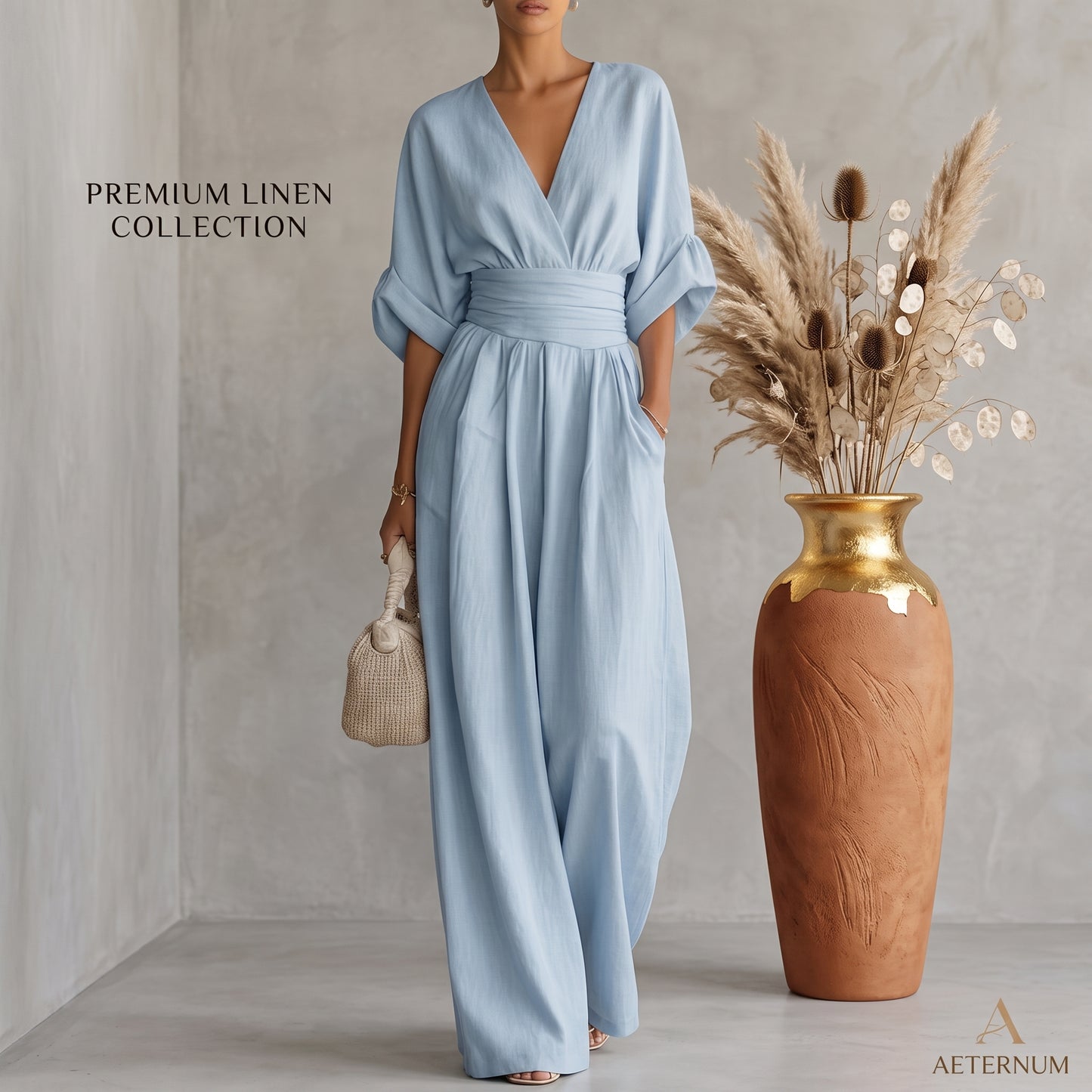 Wide-Leg Wrap Jumpsuit