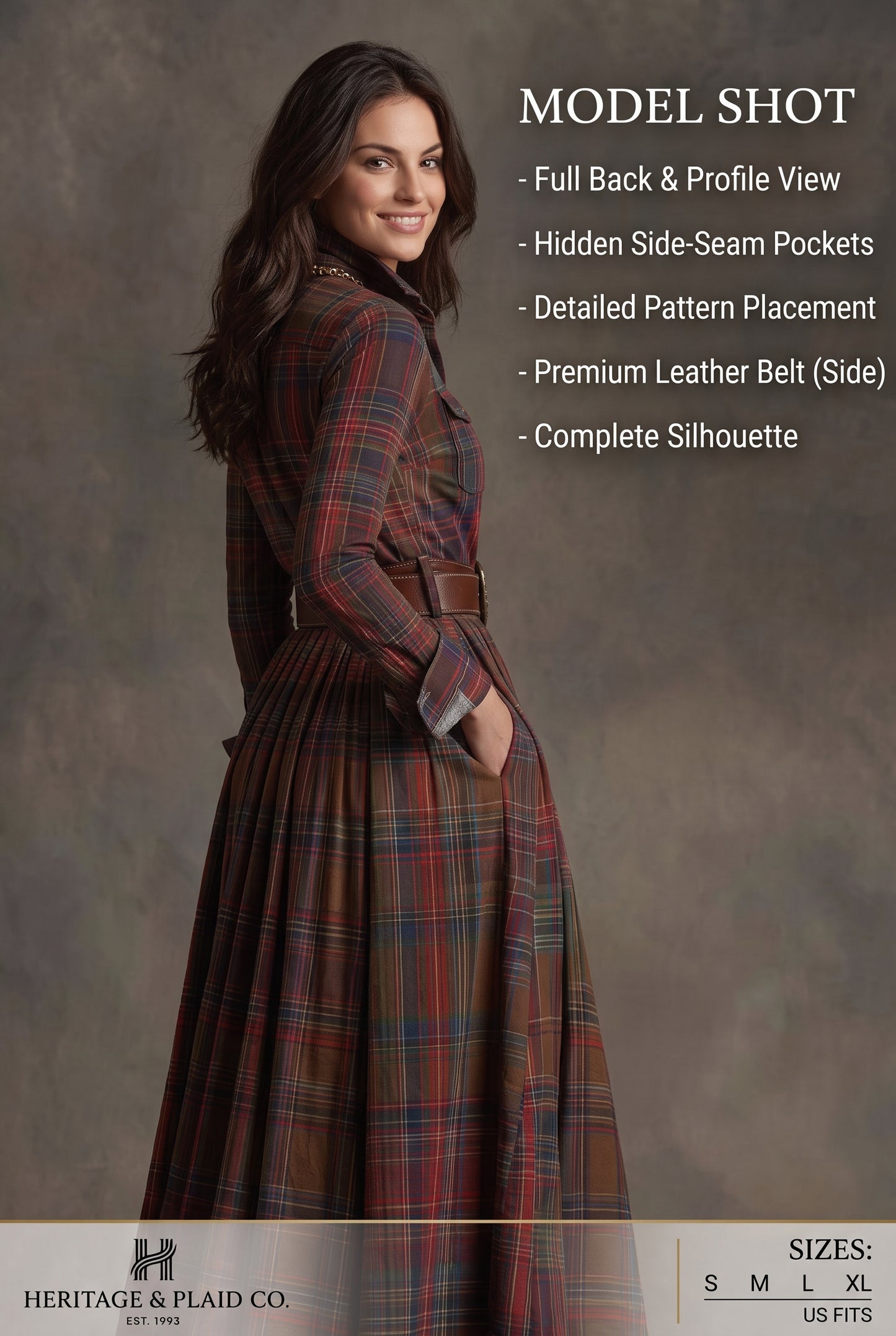 Vintage Plaid Shirt Maxi Dress