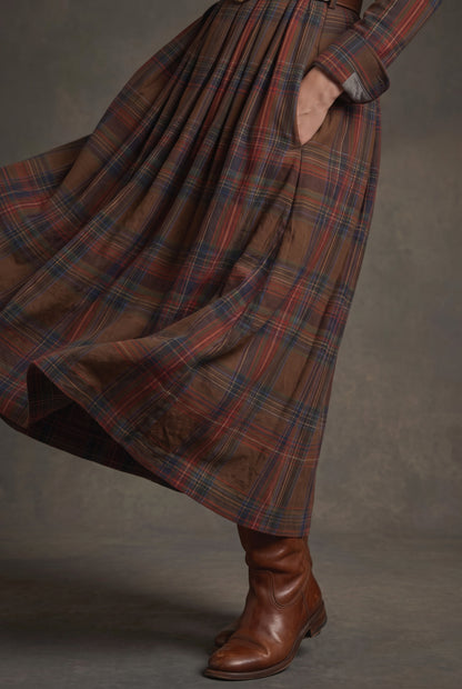 Vintage Plaid Shirt Maxi Dress